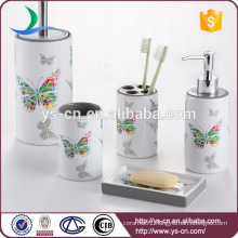 Wholesale Popular Bath 5 Piece Butterfly Ceramic Complete Bath Set